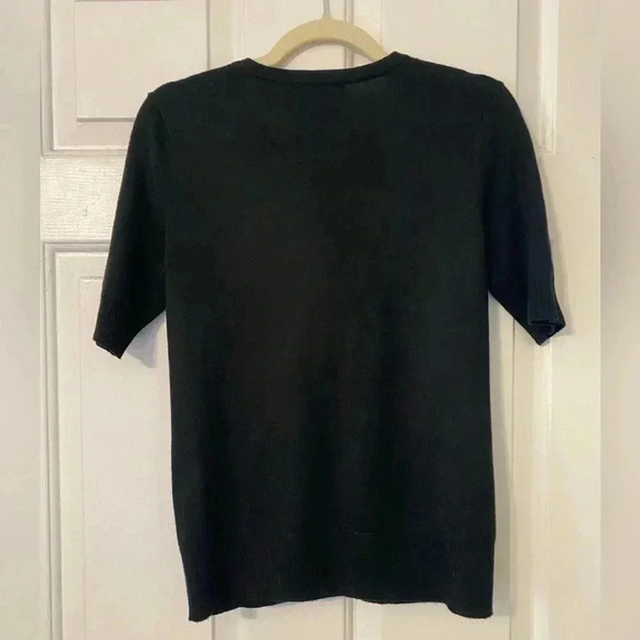 7th Avenue | Black Short Sleeve Button Down Sweater Cardigan Pockets Size Small - Picture 2 of 6